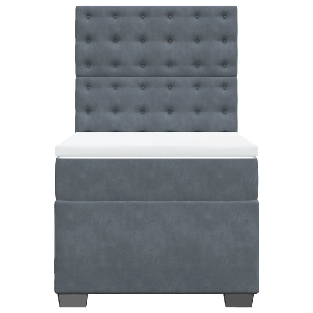 vidaXL Boxspring met matras fluweel donkergrijs 100x200 cm grijs, foto 4