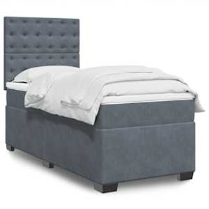 Box spring postel s matrací tmavě šedá 100x200 cm samet - obrázek 1