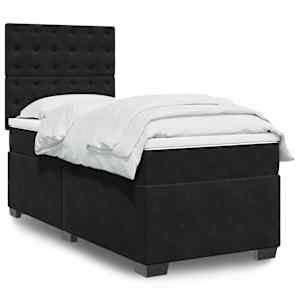 Box spring postel s matrací černá 100x200 cm samet - obrázek 1