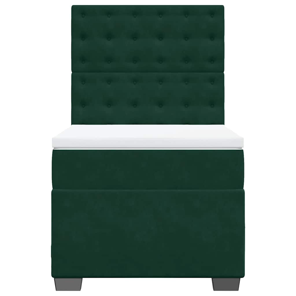 vidaXL Boxspring met matras fluweel donkergroen 100x200 cm groen, foto 4