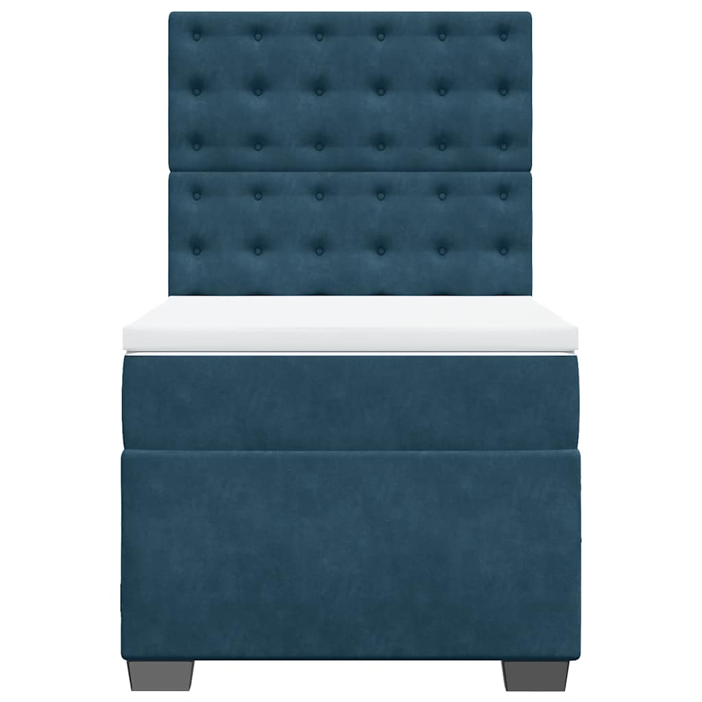vidaXL Boxspring met matras fluweel blauw 100x200 cm, foto 4