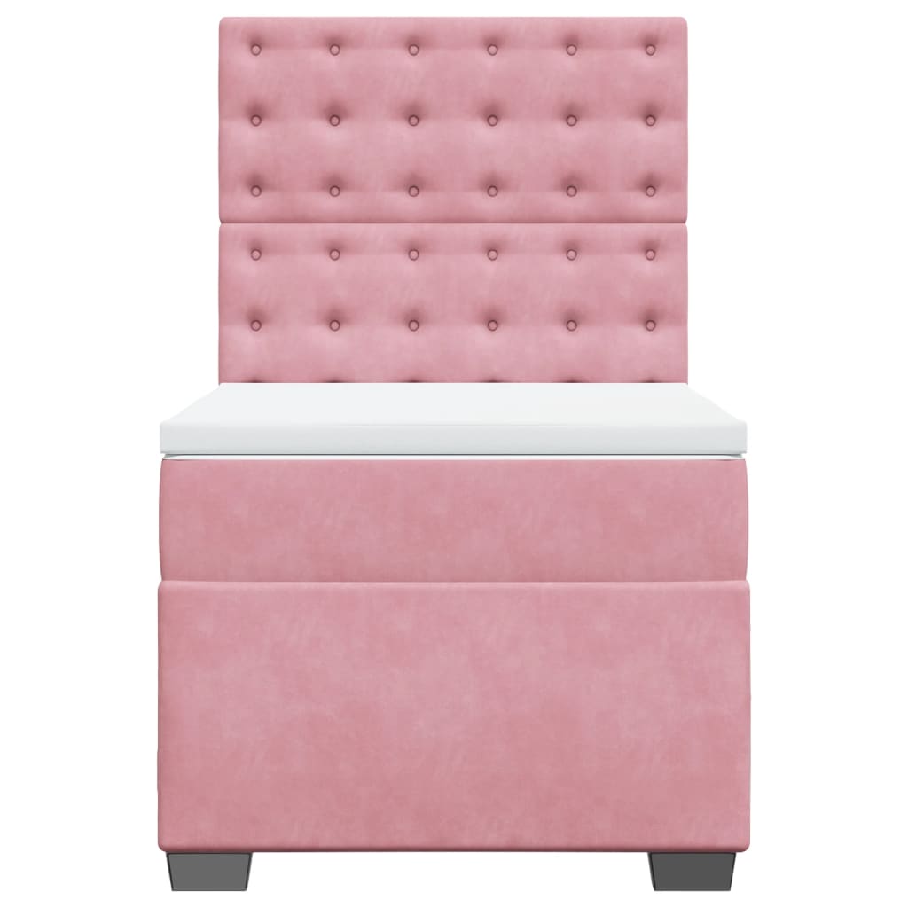 vidaXL Boxspring met matras fluweel roze 100x200 cm, foto 4