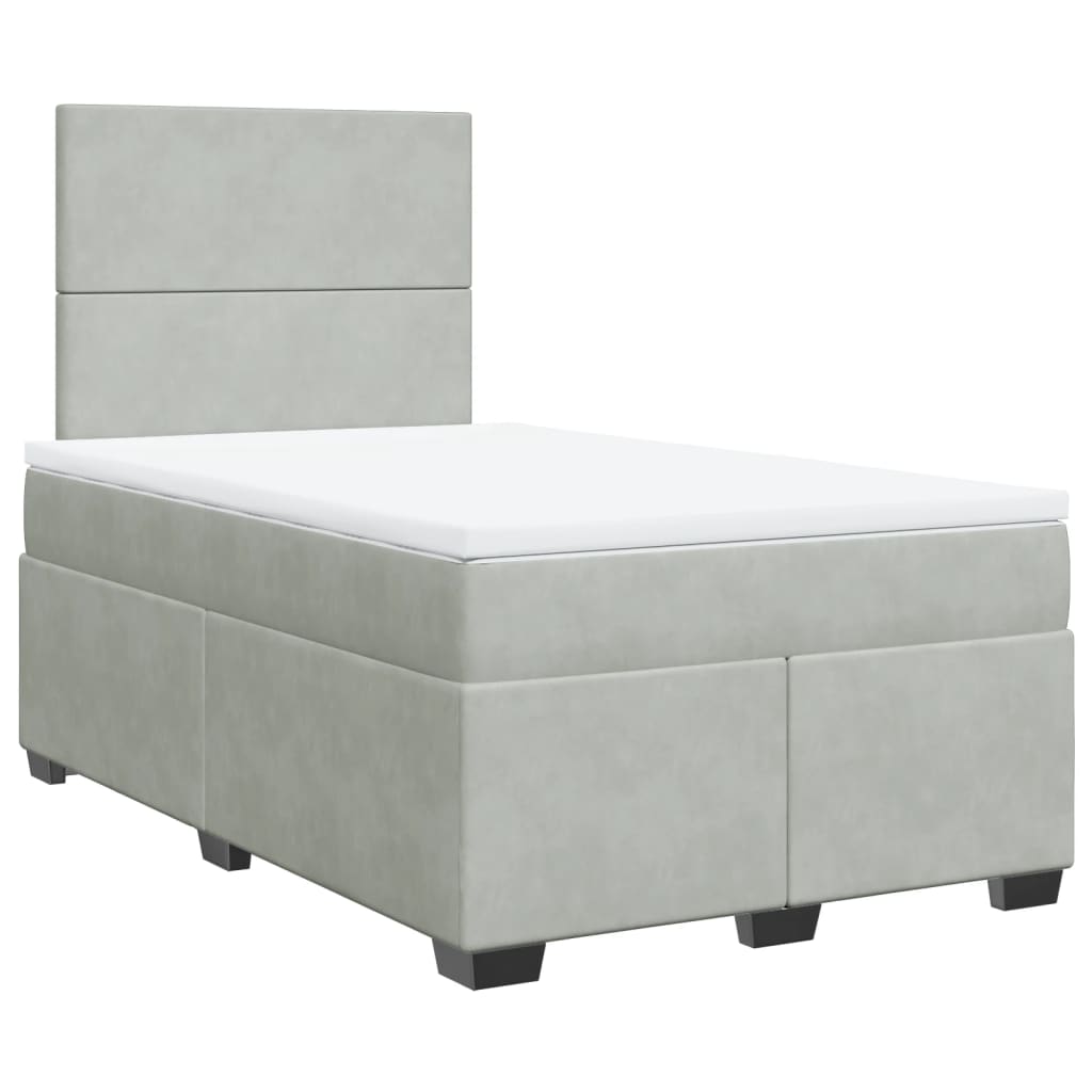vidaXL Boxspring met matras fluweel lichtgrijs 120x190 cm grijs, foto 3