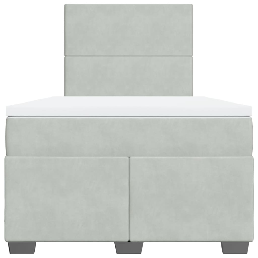 vidaXL Boxspring met matras fluweel lichtgrijs 120x190 cm grijs, foto 4