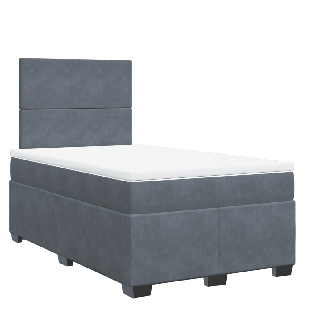 vidaXL Box spring postel s matrací tmavě šedý 120x190 cm samet