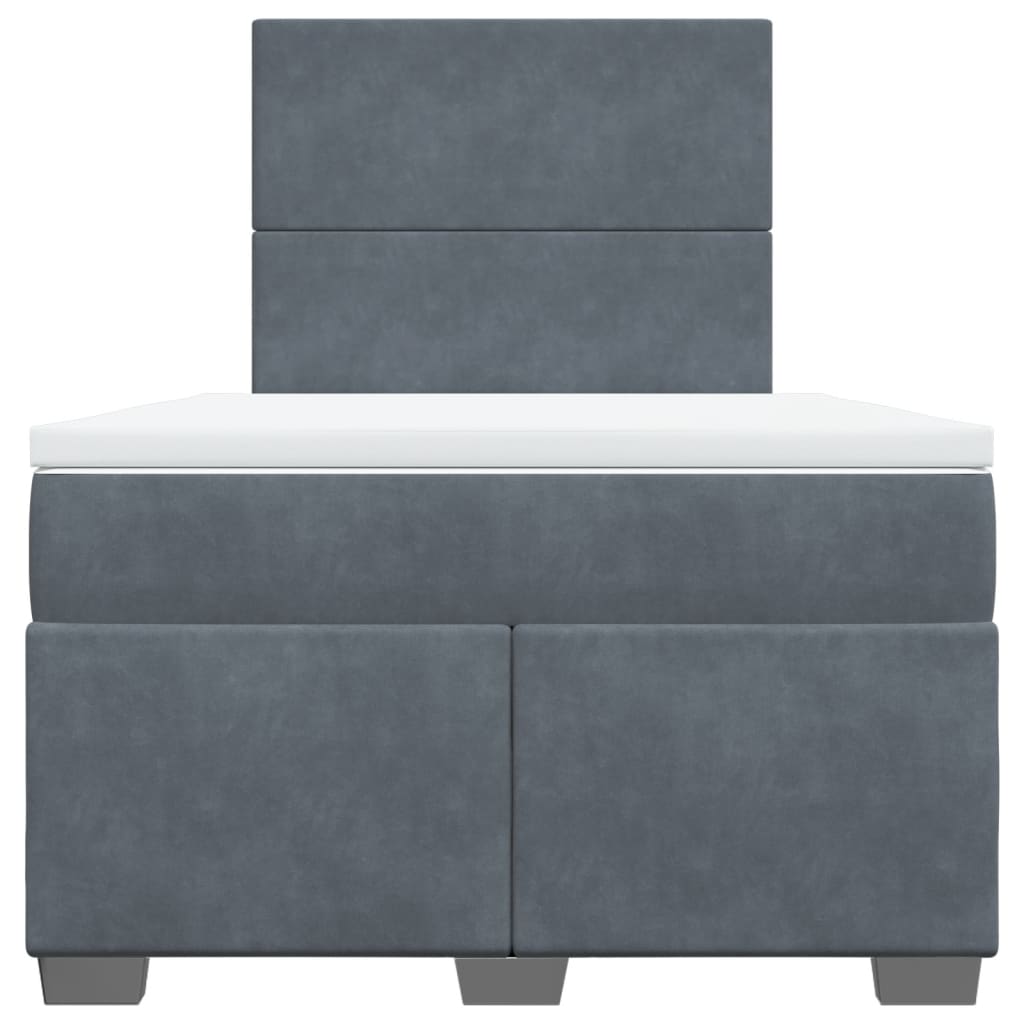 vidaXL Boxspring met matras fluweel donkergrijs 120x190 cm grijs, foto 4
