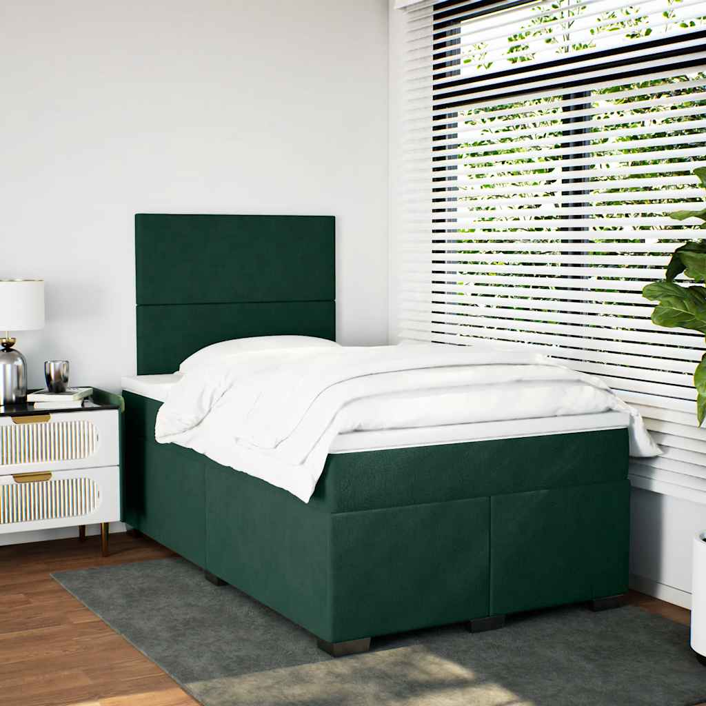 vidaXL Boxspring met matras fluweel donkergroen 120x190 cm groen, foto 2