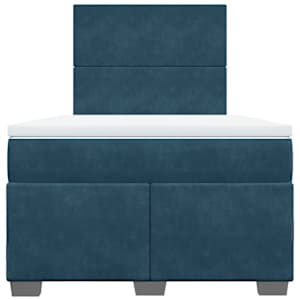 Box spring postel s matrací modrá 120 x 190 cm samet - obrázek 4