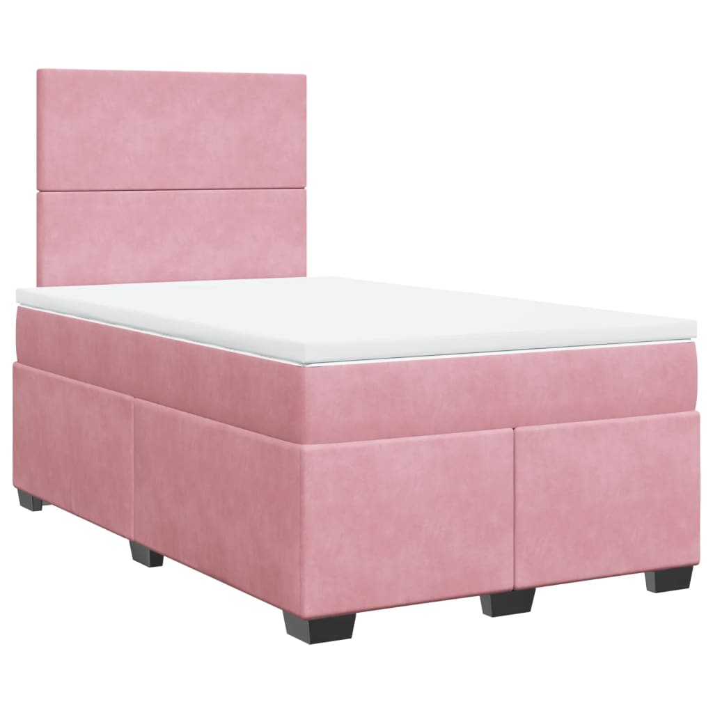 vidaXL Boxspring met matras fluweel roze 120x190 cm, foto 3