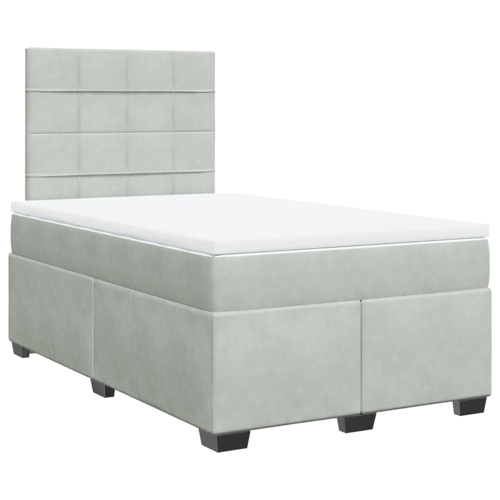 vidaXL Boxspring met matras fluweel lichtgrijs 120x190 cm grijs, foto 3