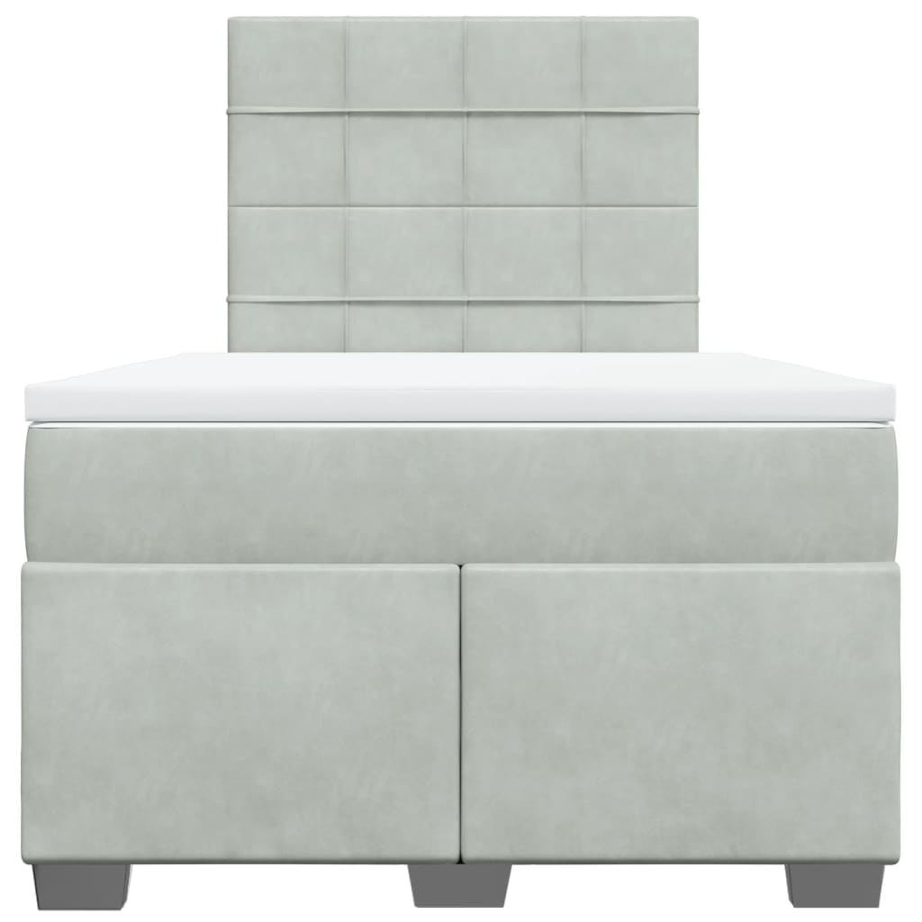 vidaXL Boxspring met matras fluweel lichtgrijs 120x190 cm grijs, foto 4