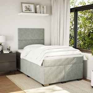 Box spring postel s matrací světle šedá 120x190 cm samet - obrázek 3