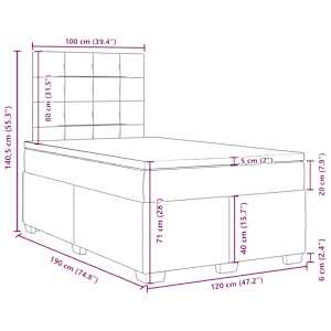 Box spring postel s matrací světle šedá 120x190 cm samet - obrázek 13