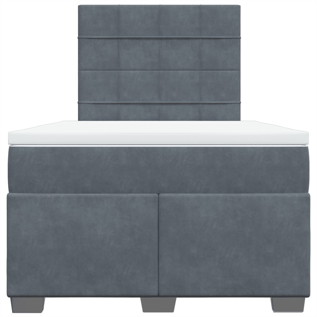vidaXL Boxspring met matras fluweel donkergrijs 120x190 cm grijs, foto 4