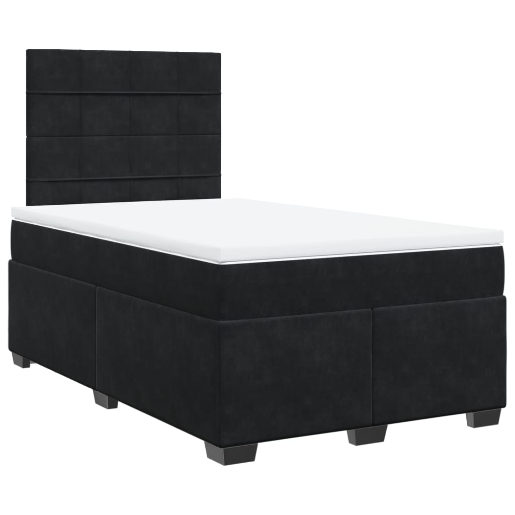 vidaXL Pat box spring cu saltea, negru, 120x190 cm, catifea