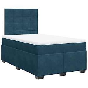 Box spring postel s matrací modrá 120 x 190 cm samet - obrázek 2