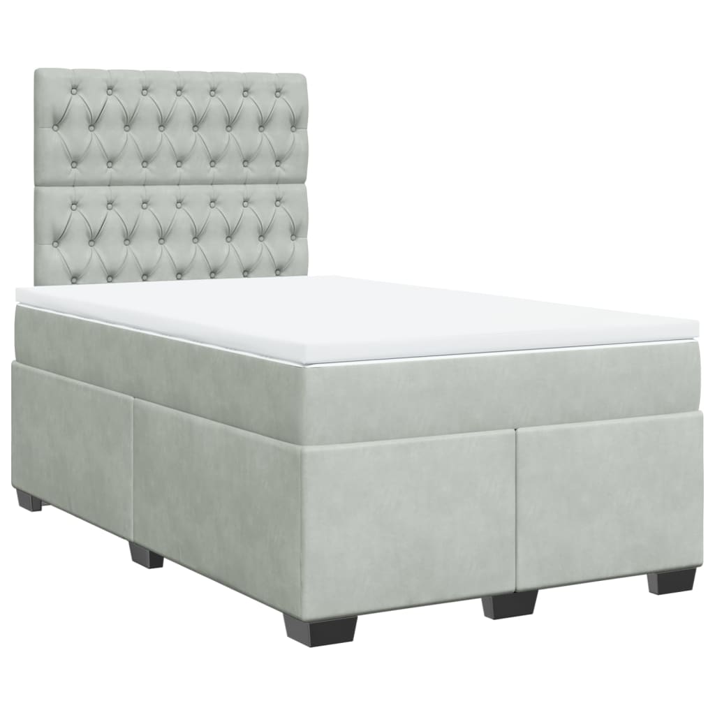 vidaXL Boxspring met matras fluweel lichtgrijs 120x190 cm grijs, foto 3