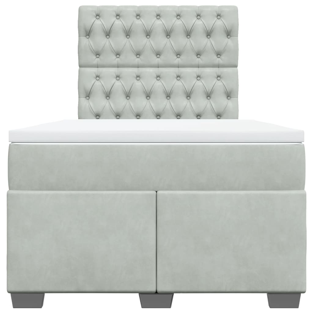 vidaXL Boxspring met matras fluweel lichtgrijs 120x190 cm grijs, foto 4