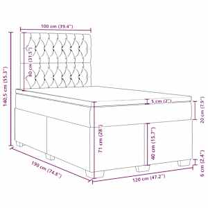 Box spring postel s matrací světle šedá 120x190 cm samet - obrázek 13