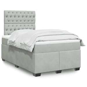 Box spring postel s matrací světle šedá 120x190 cm samet - obrázek 1