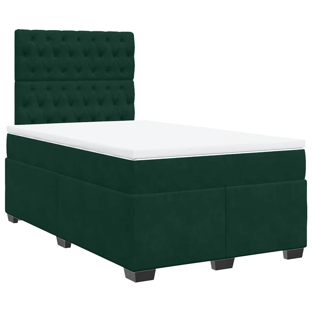 vidaXL Box spring postel s matrací tmavě zelená 120x190 cm samet