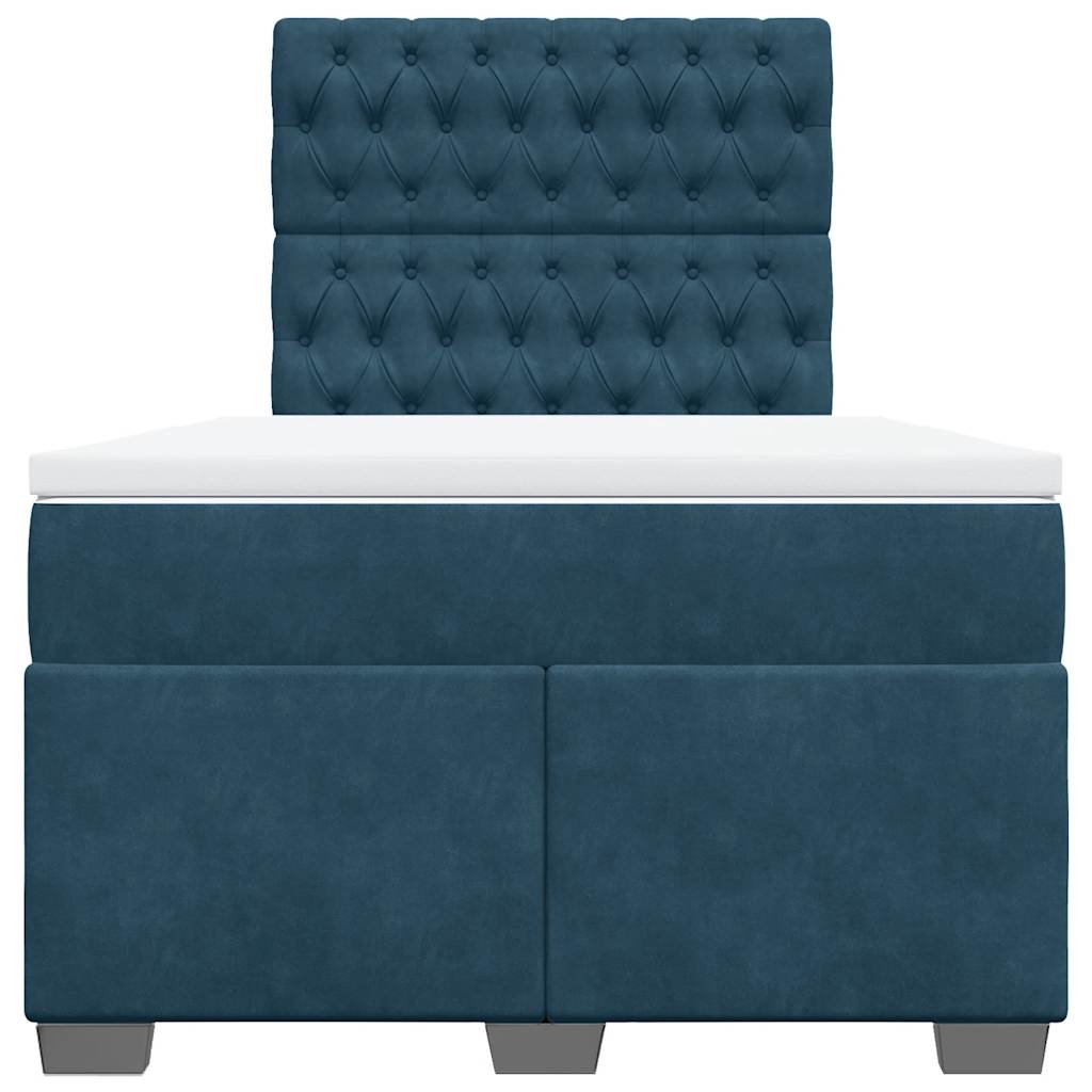 vidaXL Boxspring met matras fluweel blauw 120x190 cm, foto 4
