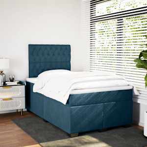 Box spring postel s matrací modrá 120 x 190 cm samet - obrázek 3