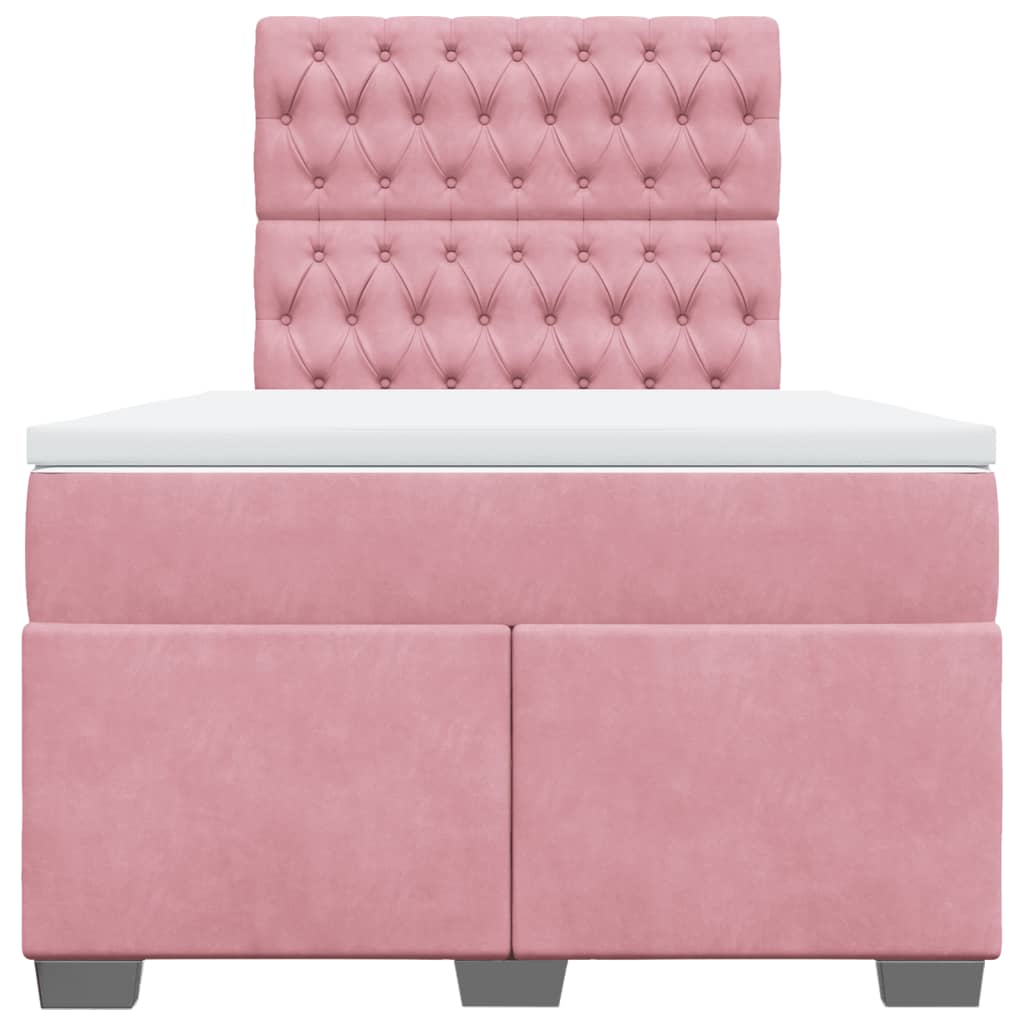 vidaXL Boxspring met matras fluweel roze 120x190 cm, foto 4