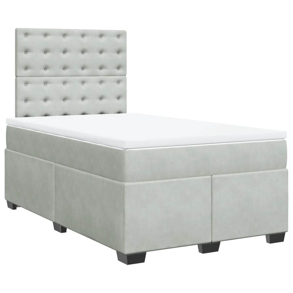 vidaXL Boxspring met matras fluweel lichtgrijs 120x190 cm grijs, foto 3