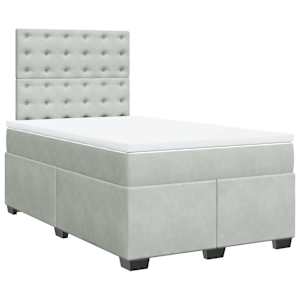 Box spring postel s matrací světle šedá 120x190 cm samet - obrázek 2