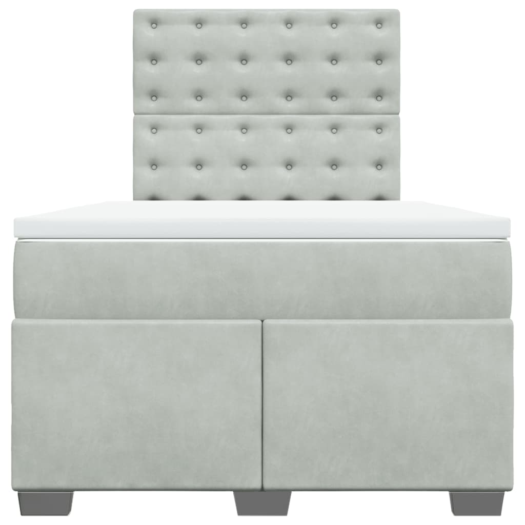 vidaXL Boxspring met matras fluweel lichtgrijs 120x190 cm grijs, foto 4