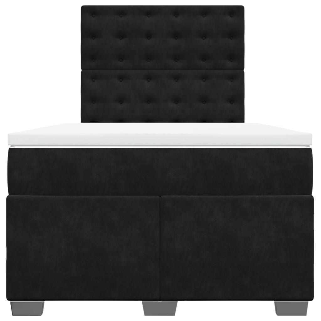 vidaXL Boxspring met matras fluweel zwart 120x190 cm, foto 4