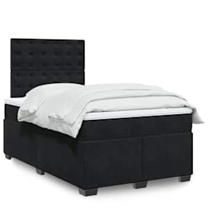 Box spring postel s matrací černá 120 x 190 cm samet - obrázek 1