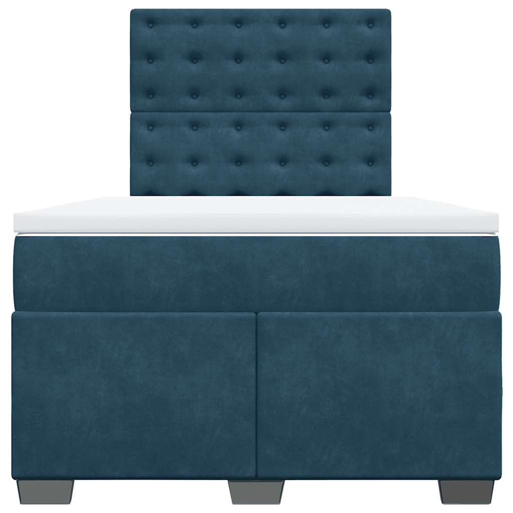 vidaXL Boxspring met matras fluweel blauw 120x190 cm, foto 4