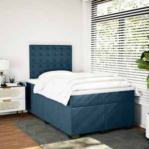 Box spring postel s matrací modrá 120 x 190 cm samet - obrázek 3