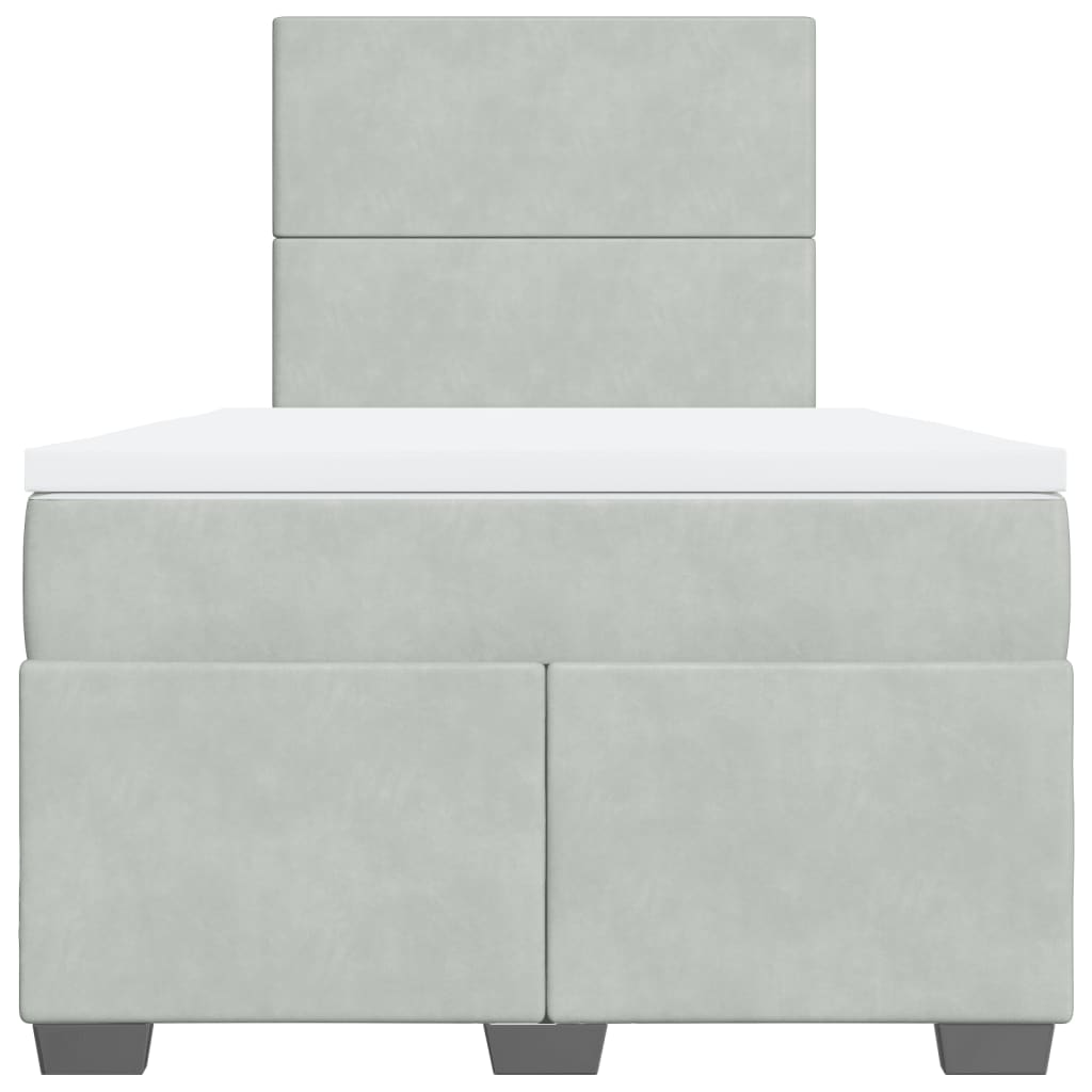 vidaXL Boxspring met matras fluweel lichtgrijs 120x200 cm grijs, foto 4