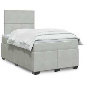 Box spring postel s matrací světle šedá 120 x 200 cm samet - obrázek 1