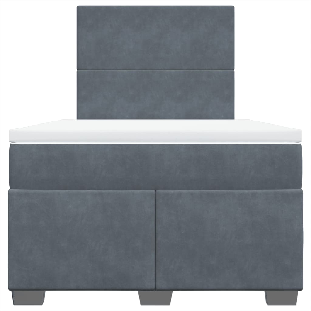 vidaXL Boxspring met matras fluweel donkergrijs 120x200 cm grijs, foto 4
