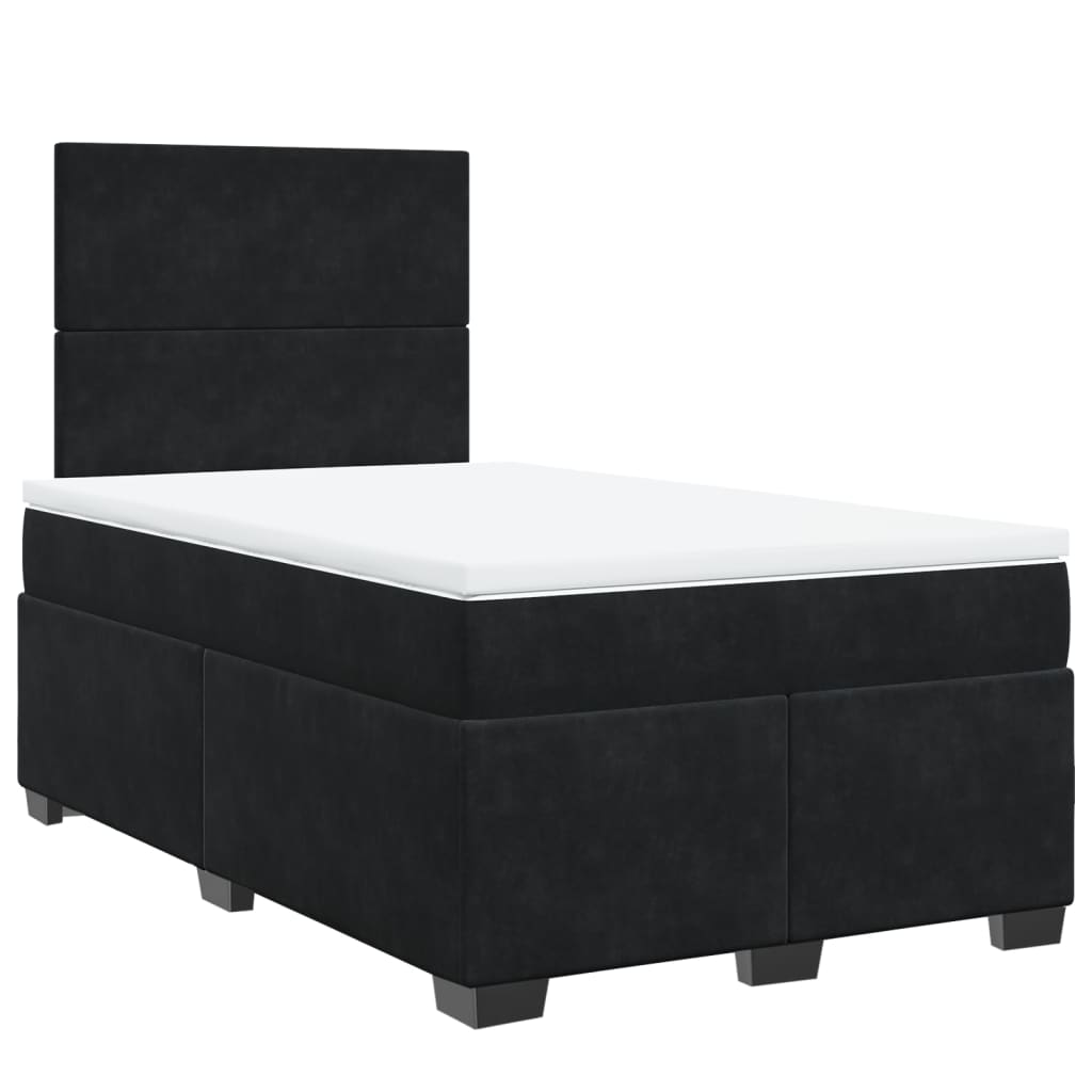 vidaXL Pat box spring cu saltea, negru, 120x200 cm, catifea