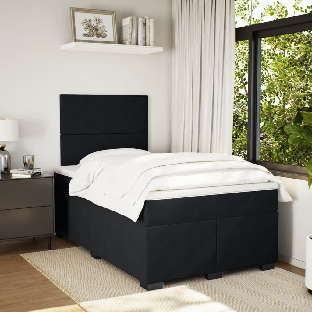 vidaXL Boxspring met matras fluweel zwart 120x200 cm afbeelding
