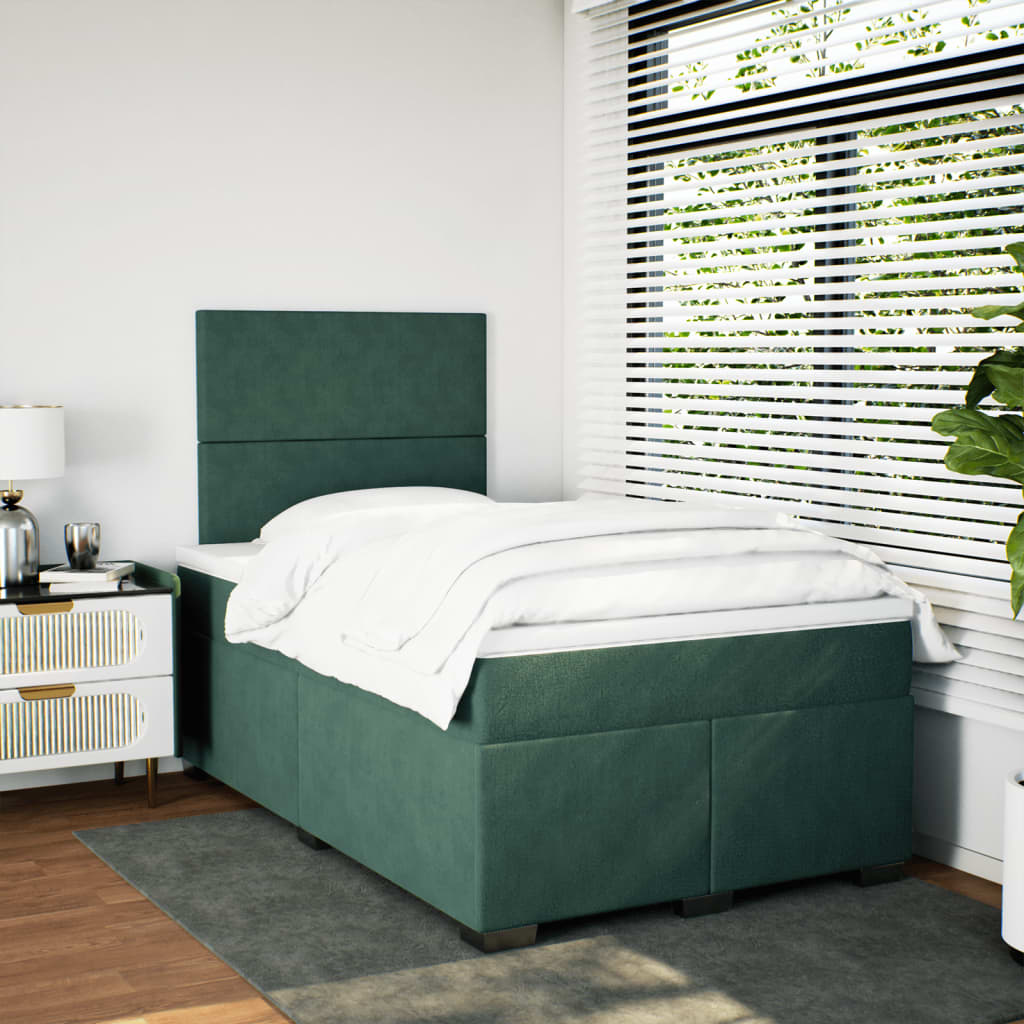 Thumbnail - vidaXL Boxspringbett mit Matratze Dunkelgrün 120x200 cm Samt