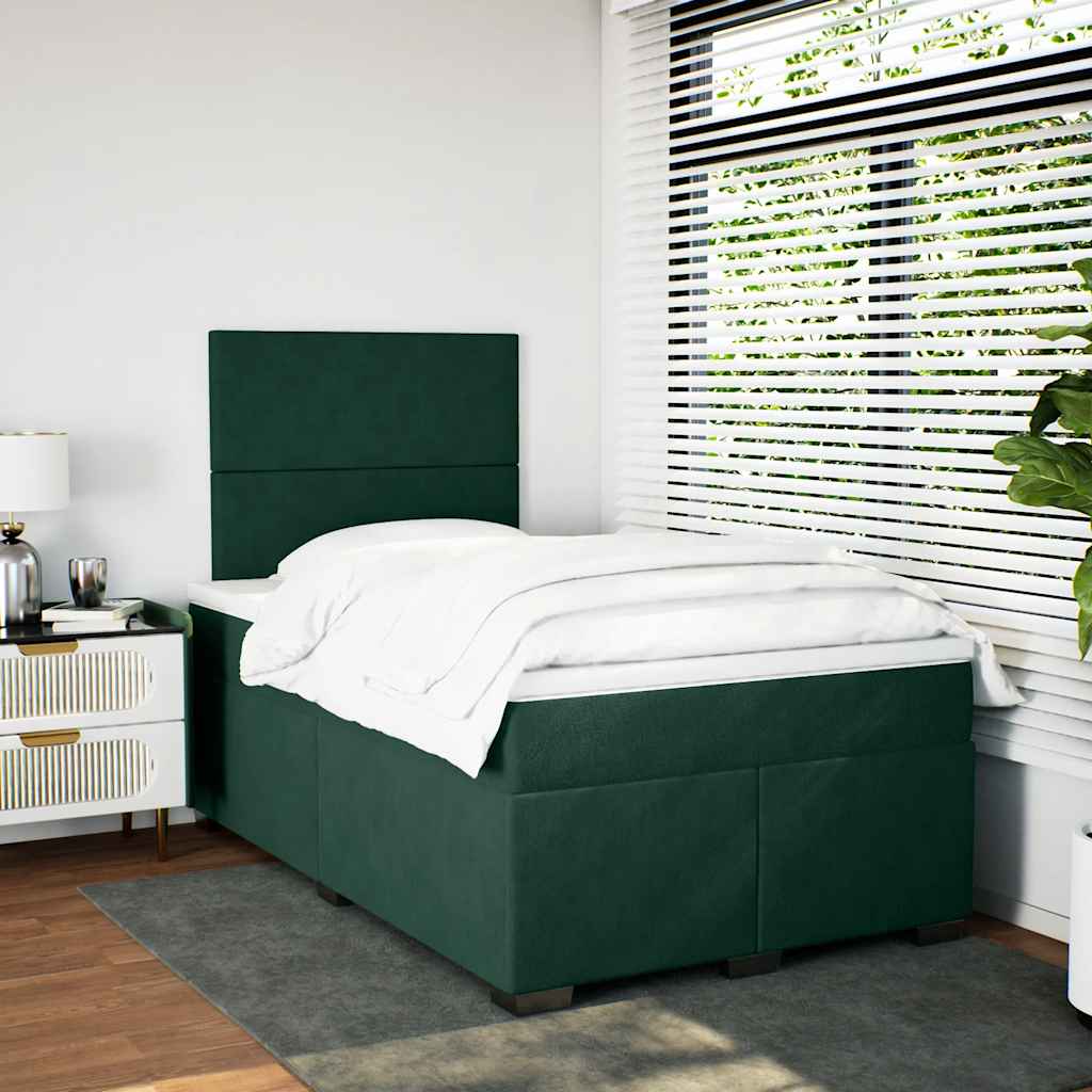 vidaXL Boxspring met matras fluweel donkergroen 120x200 cm groen, foto 2