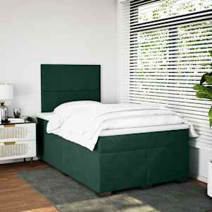 Box spring postel s matrací tmavě zelená 120 x 200 cm samet - obrázek 3