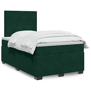 Box spring postel s matrací tmavě zelená 120 x 200 cm samet - obrázek 1