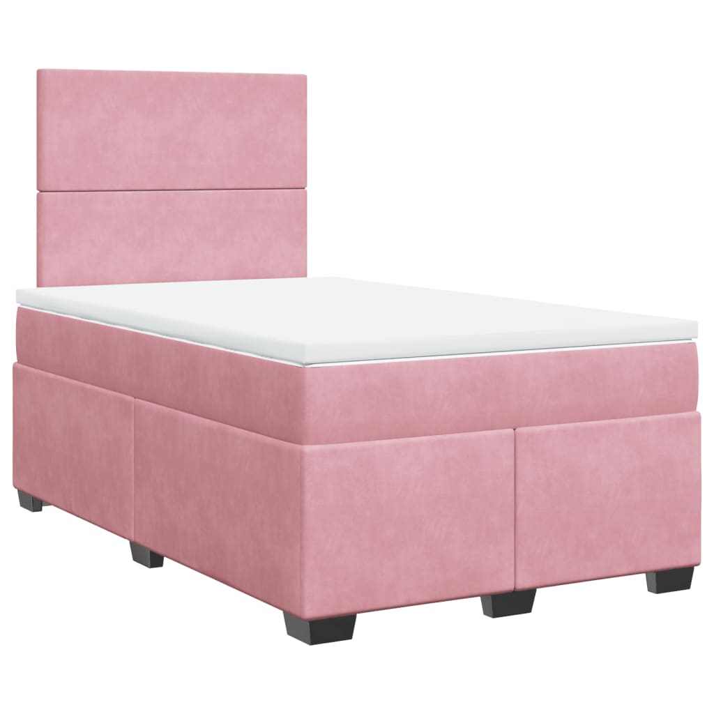 vidaXL Boxspring met matras fluweel roze 120x200 cm, foto 3