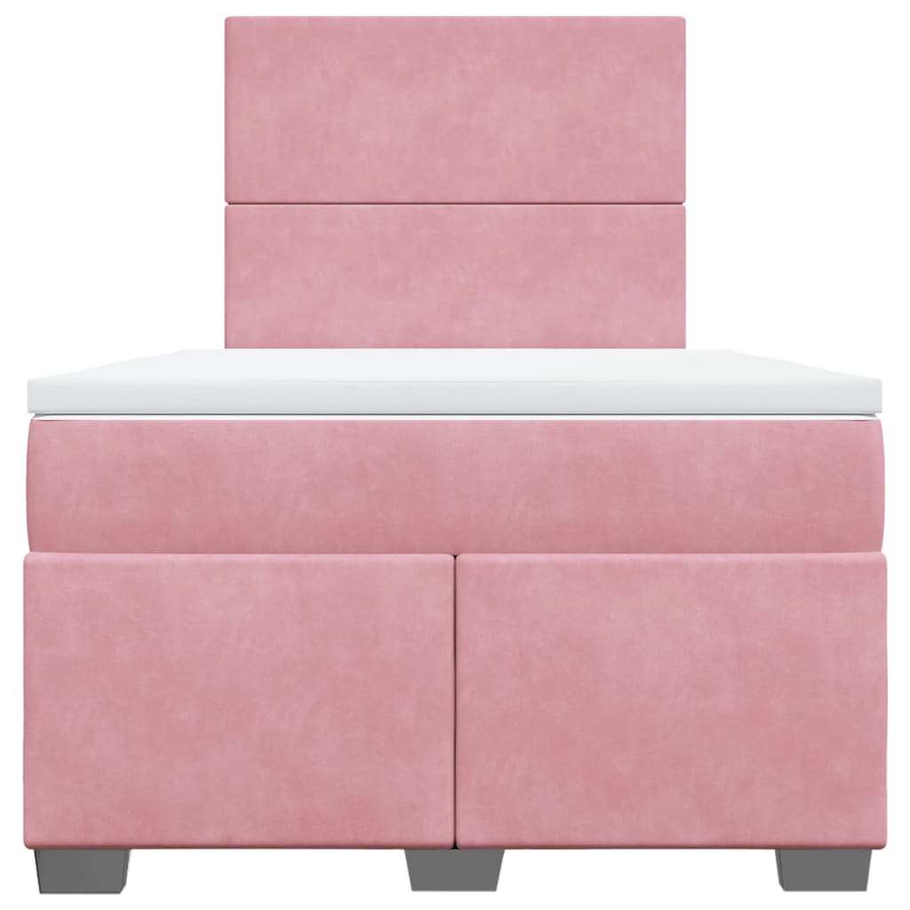 vidaXL Boxspring met matras fluweel roze 120x200 cm, foto 4