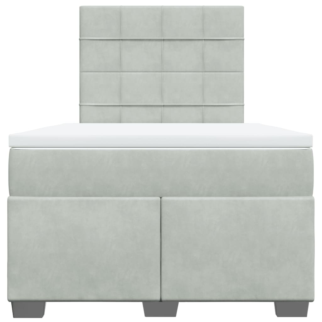 vidaXL Boxspring met matras fluweel lichtgrijs 120x200 cm grijs, foto 4
