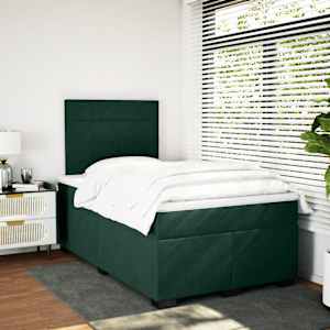 Box spring postel s matrací tmavě zelená 120 x 200 cm samet - obrázek 3