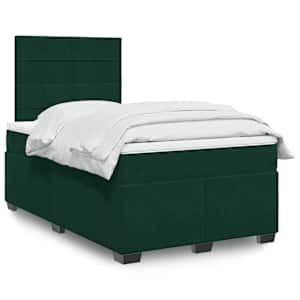 Box spring postel s matrací tmavě zelená 120 x 200 cm samet - obrázek 1