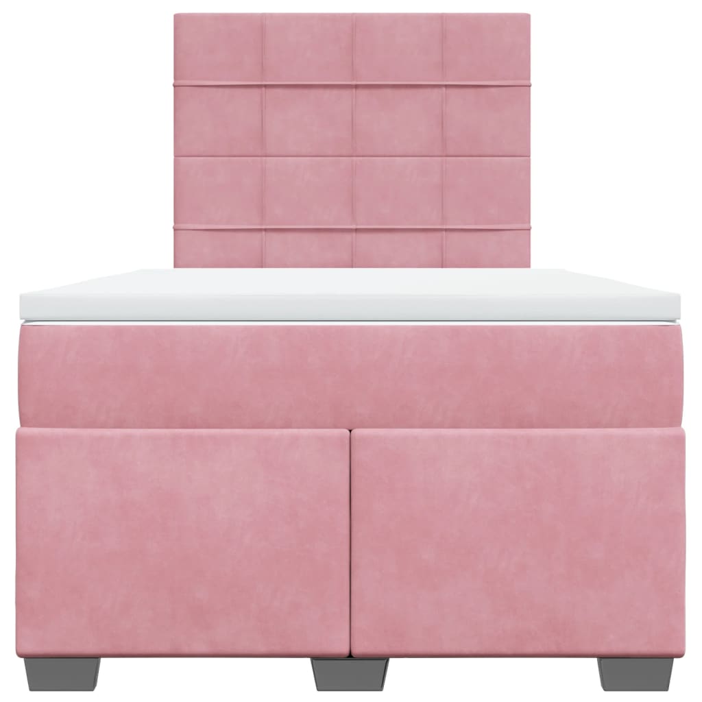 vidaXL Boxspring met matras fluweel roze 120x200 cm, foto 4
